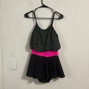 Elegant Black and‎ Pink Women's One Piece Swimsuit